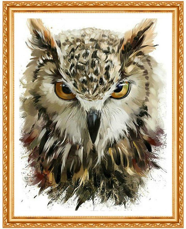FIYO Diamond Painting Set Eule mit runden Diamanten und Zubehör, Mehrfarbig, B x H: 30 x 20 cm - Bild 1