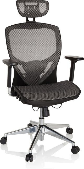 hjh OFFICE High End Bürostuhl VENUS ONE in Schwarz mit Netzstoff und Armlehnen - Bild 1