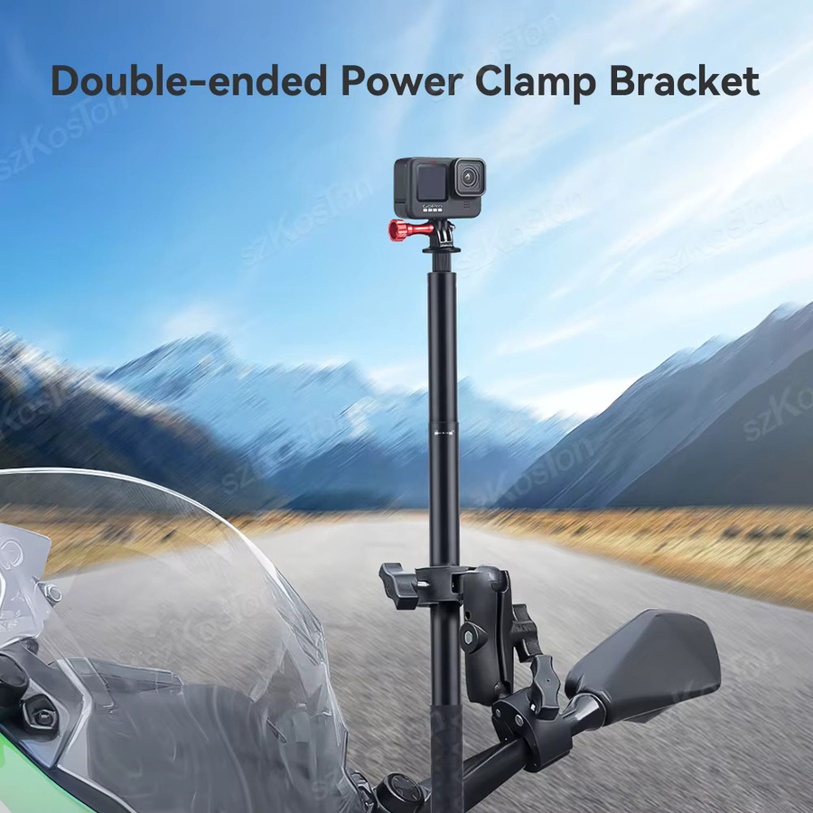 SZKOSTON Motorrad und Fahrrad Clip Halterung in Schwarz für Insta360, GoPro und DJI Action Kameras sowie Selfie Sticks - Bild 4