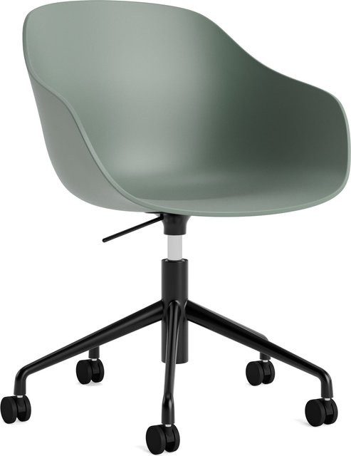 HAY About A Chair AAC 252 moderner Stuhl aus Polypropylen und Aluminium in Grün matt mit Rollen - Bild 1