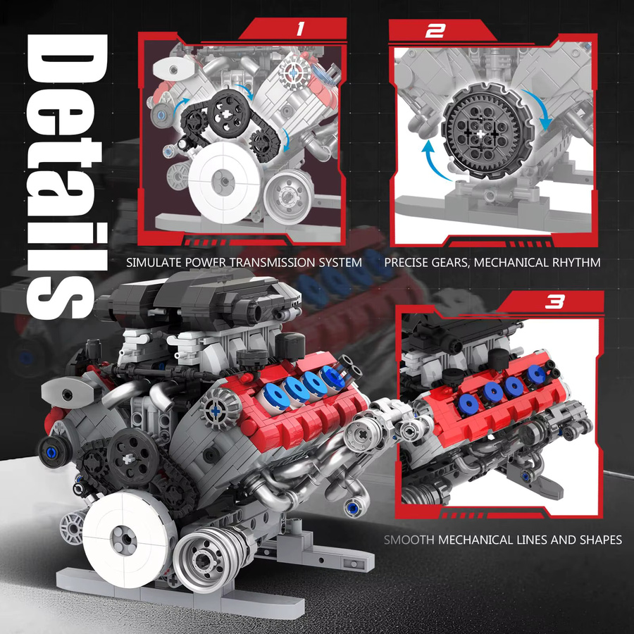 AMAZINGBLOKS V8-Motor Baukasten, Bausteine, 1.189 Teile - Bild 4