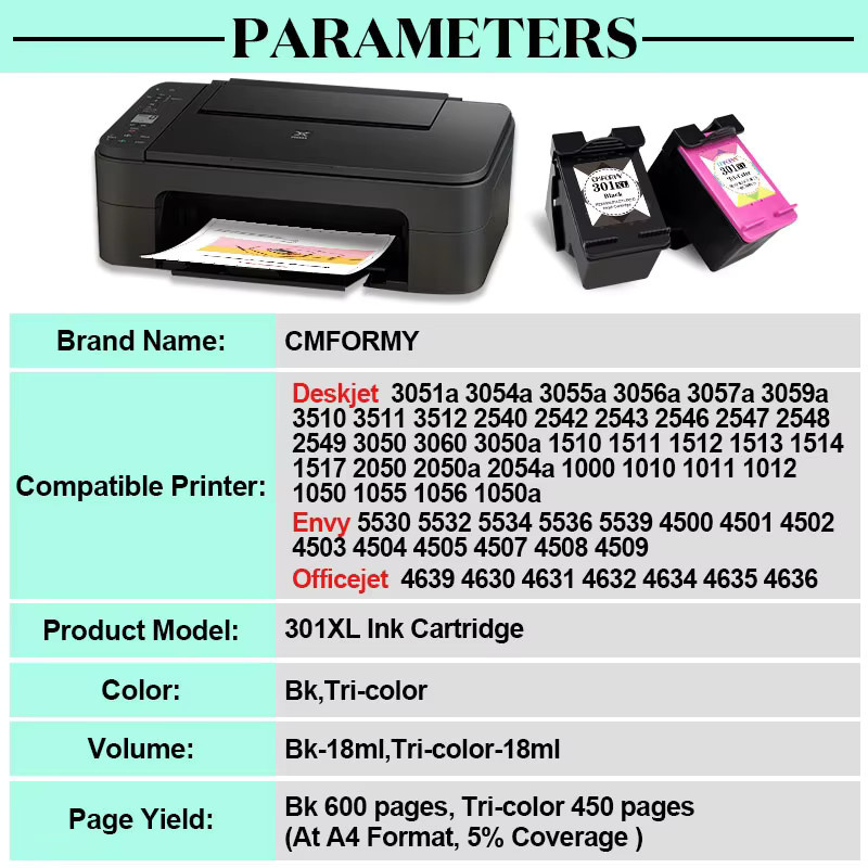 301XL Tintenpatronen Set Schwarz und Multicolor kompatibel mit HP 301 für Deskjet 1010 1510 2540 2050 3050 4500 4630 5530 Drucker - Bild 2