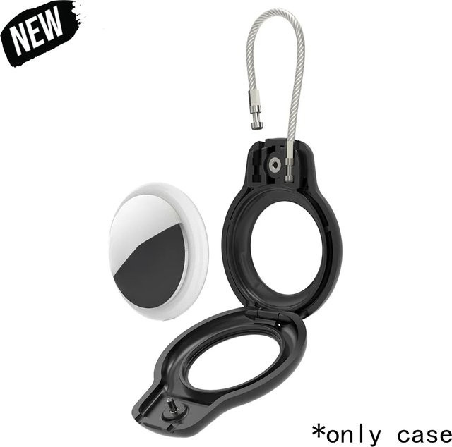 Sicheres Schlüsselanhänger-Case für Apple AirTag mit Kabel und Schlossfunktion als Gepäckanhänger in Schwarz oder Weiß - Bild 1