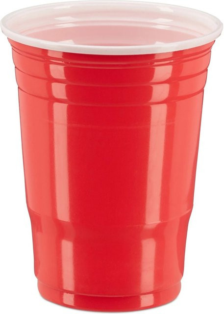 Relaxdays Beer Pong Becher Set, 50 Stück, Rot, wiederverwendbarer Kunststoff, 473 ml - Bild 1