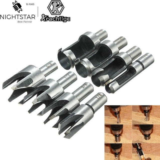 Holzstopfenschneider Set in Silber mit verschiedenen Größen von 6 mm bis 16 mm und 1/4 bis 5/8 Zoll - Bild 1