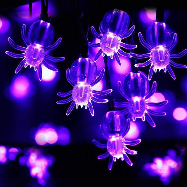 TOMTOP JMS Halloween LED Lichterkette Lila Spinnenförmig Wasserdicht mit 40 LEDs und Batteriebetrieb - Bild 1
