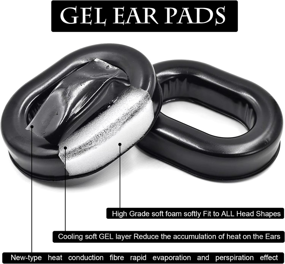 YHKEMA Gel-Ohrpolster aus Silikon für David Clark Headsets H10-60 und H10-13S, Farbe: Schwarz - Bild 5
