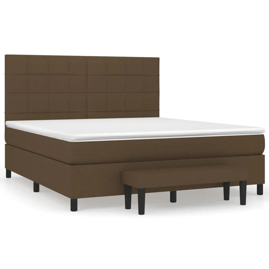 vidaXL Boxspringbett Hybrid mit Matratze und Taschenfederkern, Dunkelbraun, B/T/H: 160 x 200 x 118 cm - Bild 2