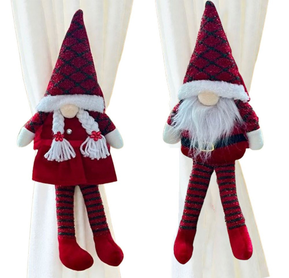 CLTYQ Raffhalter 2er-Set Weihnachtsvorhang-Bandhalter mit Herr und Frau Gnom als festliche Vorhang-Gurt-Clips zur Dekoration - Bild 1