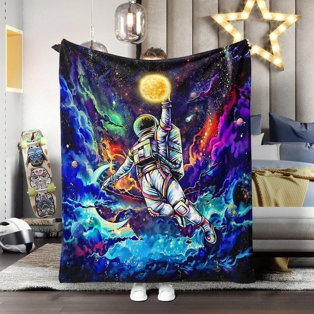 JMG Household Supplies Fleece-Tagesdecke Galaxie Sternenhimmel Design, B/B: 100 x 130 cm, Mehrfarbig - Bild 1