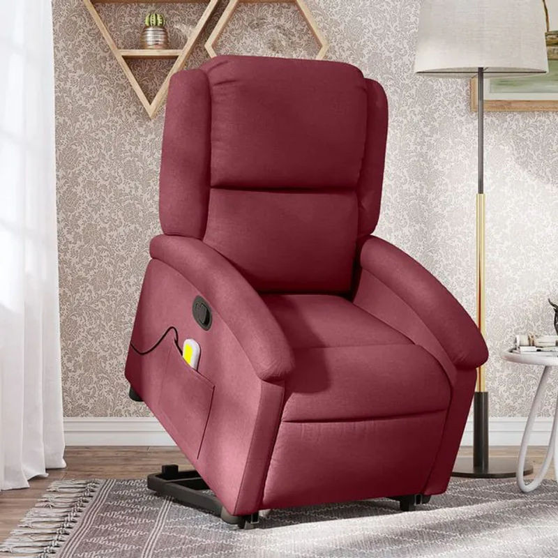 vidaxl Aufstehhilfe Massagesessel für Senioren, verstellbar, Rot, Stoffbezogen - Bild 1