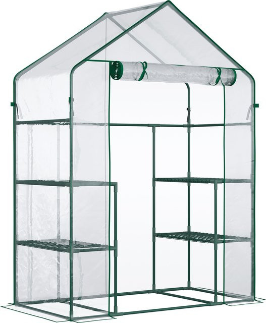 Outsunny Begehbares Foliengewächshaus mit 6 Regalen, transparent, H x B x T: 195 x 142 x 73 cm - Bild 1