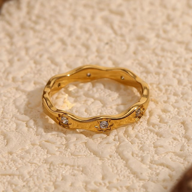 E.B.belle Ring, Edelstahl, Gold, Zirkonia, Damen - Bild 1