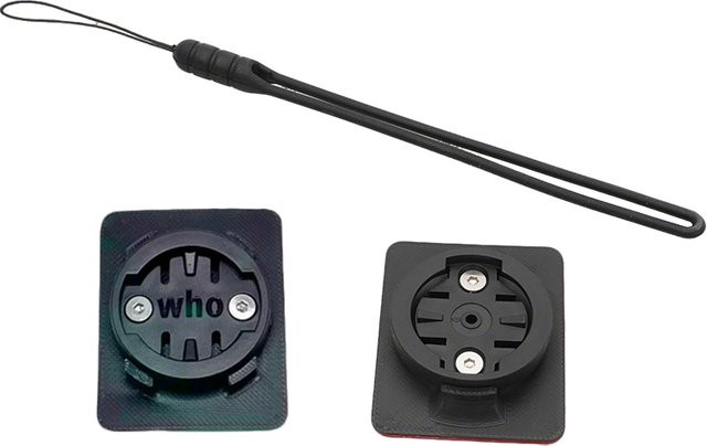 YUENHOANG Oberrohr-Montagehalterung für Garmin und Wahoo GPS-Fahrradcomputer mit Klebebefestigung und 190mm Sicherheitsseil, Schwarz - Bild 1