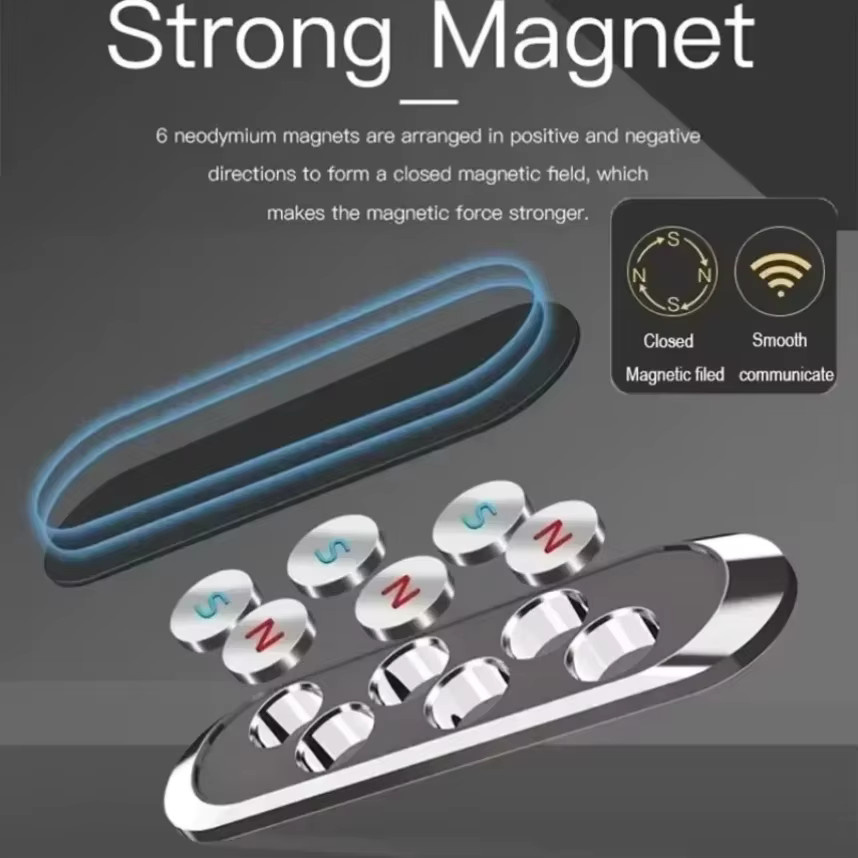 VIKEFON Mini Magnetische Auto Telefonhalterung in Silber für iPhone und Samsung sowie Xiaomi zur Navigation am Lüftungsschlitz - Bild 3