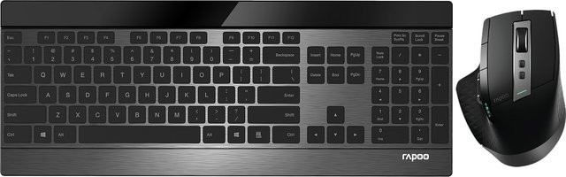 Rapoo 9900M Kabelloses Tastatur-und-Maus-Set mit Bluetooth und 2.4 GHz Multi-Mode Desktop Combo in Schwarz mit QWERTZ Layout - Bild 2