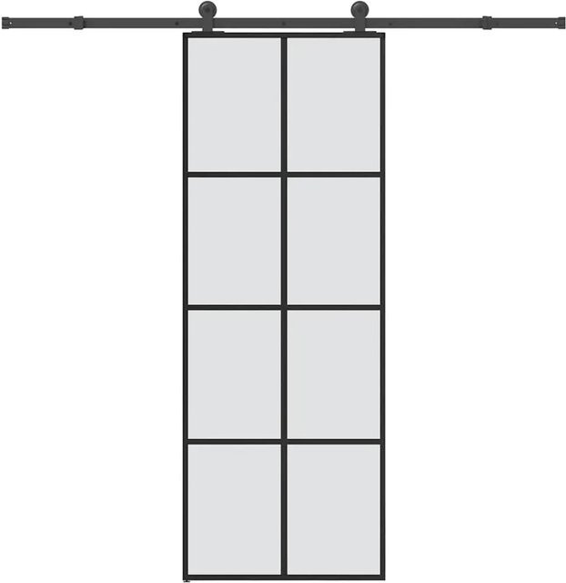 vidaXL Schiebetür aus ESG-Glas und Aluminium in Schwarz, B: 76 cm, H: 205 cm - Bild 1