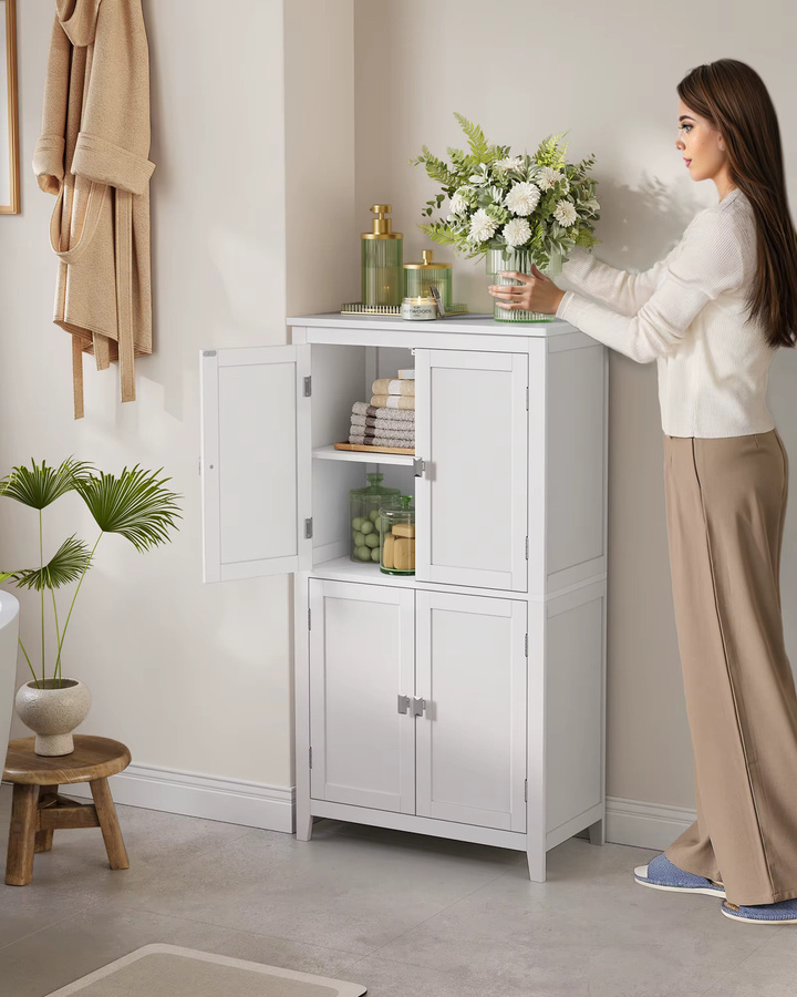 VASAGLE Badezimmerschrank und Küchenschrank mit 4 Türen und verstellbaren Ablagen, B/T/H: 60 x 30 x 110 cm - Bild 2