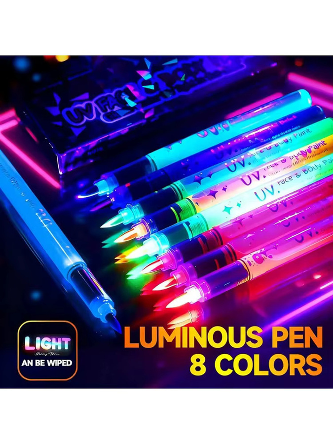 Haile Fluoreszierende Marker Set, 8 Stück bunte Leuchtstifte für kreative Gesichtsbemalung und Kinder - Bild 7