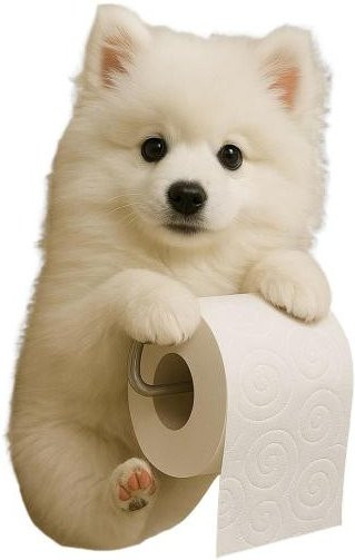 Hunde Toilettenpapierhalter zur Wandmontage aus Harz in Weiß von Retroid - Bild 1