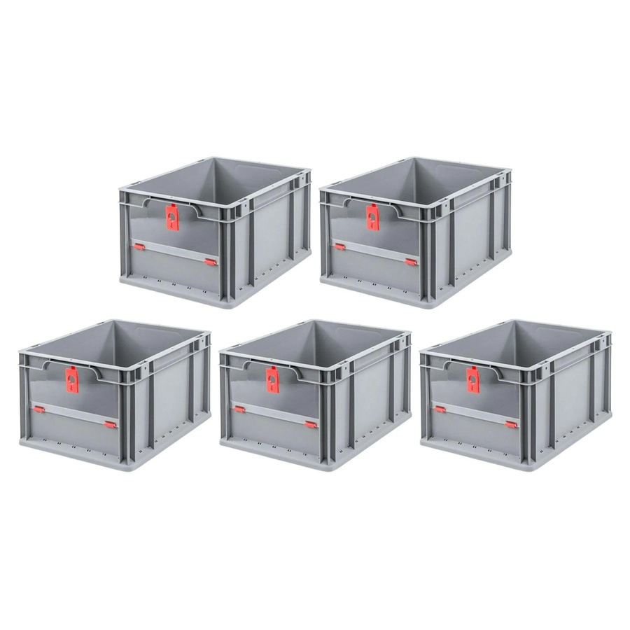 PROREGAL SparSet 5x Eurobox NextGen Insight Cover Transportbox mit verstärkten Wänden, Rot, H x B x T: 22 x 30 x 40 cm, 20 Liter - Bild 2