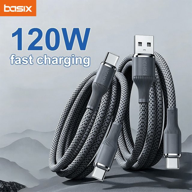 Basix 120W USB-C auf USB-C Ladekabel mit matter Oberfläche für schnelles Laden und Datenübertragung - Bild 1