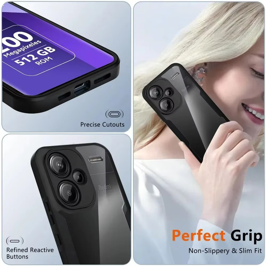 360 Full Body Schutzhülle für Xiaomi Redmi Note 14, 13, 12 Pro Plus 5G, Redmi 13 5G und A5 4G in Schwarz - Bild 5