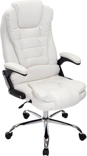 TPFLiving Bürostuhl Toronto Executive Chair aus Kunstleder in Weiß mit Armlehnen und Rollen, B/T/H: 54,0 x 78,0 x 123,0 cm - Bild 1
