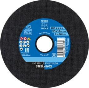 PFERD Trennscheibe EHT SGP STEELOX Speziallinie für Stahl und Edelstahl, Durchmesser: 125 mm, Dicke: 1,0 mm, Bohrung: 22,23 mm, Farbe: Schwarz - Bild 1