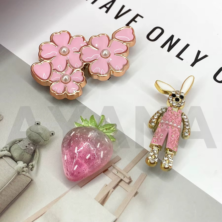 8 Stück Schuh Charms, rosa ABS Diamant Blume Kaninchen Erdbeere, Girly - Bild 2