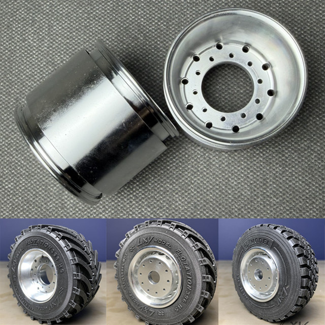 Tamiya Metallräder, 1 Paar, breite und schmale Metallräder, Maßstab 1:14 - Bild 1