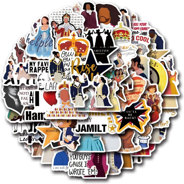 55 Hamilton Musical Graffiti Aufkleber Set für Roller und Laptop in Multicolour zum DIY Dekorieren - Bild 1