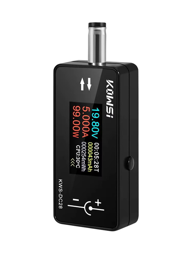 KWS-DC28 Schnittstellentester in Schwarz mit 0,96 Zoll TFT-Farbbildschirm als digitales Voltmeter und Amperemeter zur Messung von Spannung (4–30 V) und Strom (0–12 A) sowie als Leistungsmesser - Bild 3