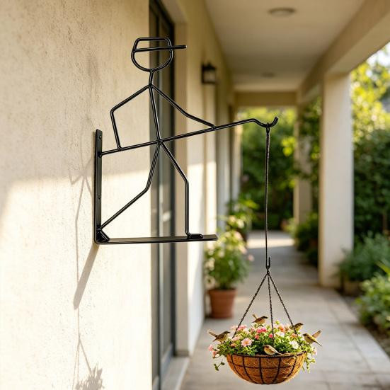 Nuanced Metall-Pflanzenhänger aus Eisen in Schwarz für Garten und Außenbereich - Bild 1