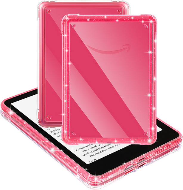 Glänzende Glitzer-Silikonhülle für Kindle Paperwhite 12. Generation 2024 7 Zoll Signature Edition in Schwarz und Pink - Bild 1
