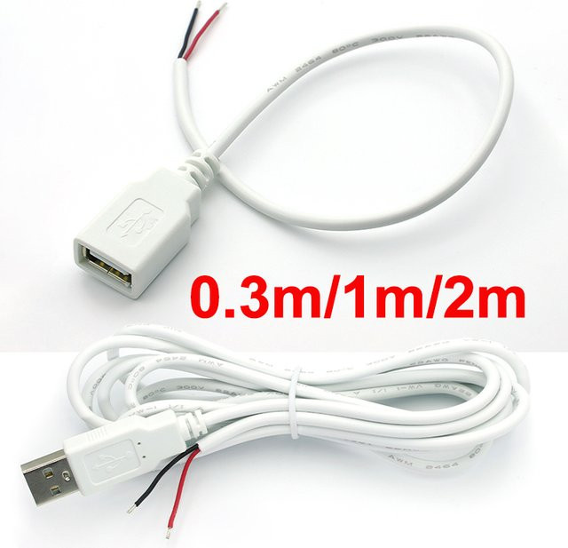 JCD USB 2.0 A Verlängerungskabel 2-Pin USB-Stromversorgungskabel Weiß - Bild 1