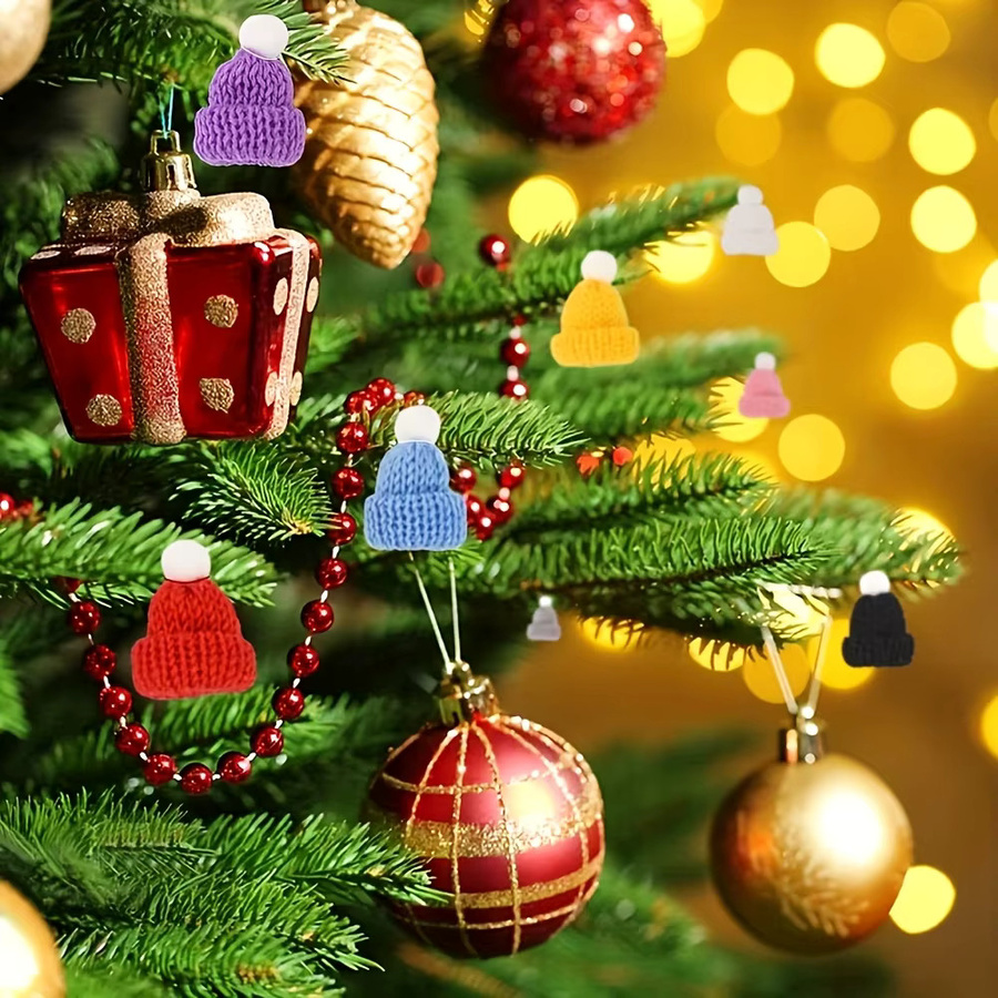 10 Stück Mini-Weihnachtsmützen-Pompons in Rot aus Textil für deine Basteldekoration und Weihnachtsbaumornamente - Bild 5
