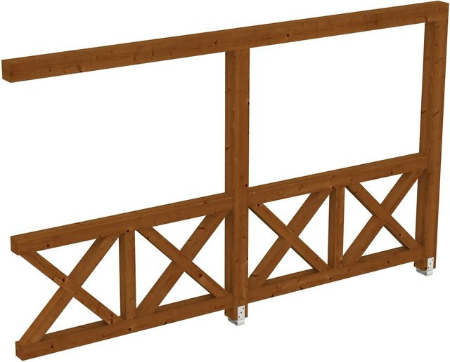 Skan Holz Seitenwand Andreaskreuz aus Fichte in Nussbaum, B: 355 cm, H: 210 cm - Bild 1