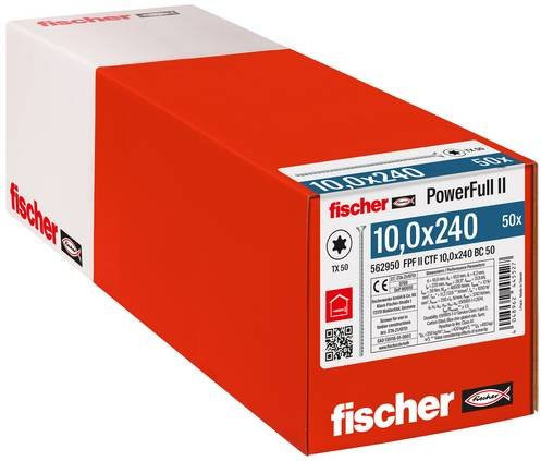 Fischer Holzschraube 562950 FPF II CTF Torx aus Stahl galvanisch verzinkt, Durchmesser: 10 mm, Länge: 240 mm, 50 Stück - Bild 1