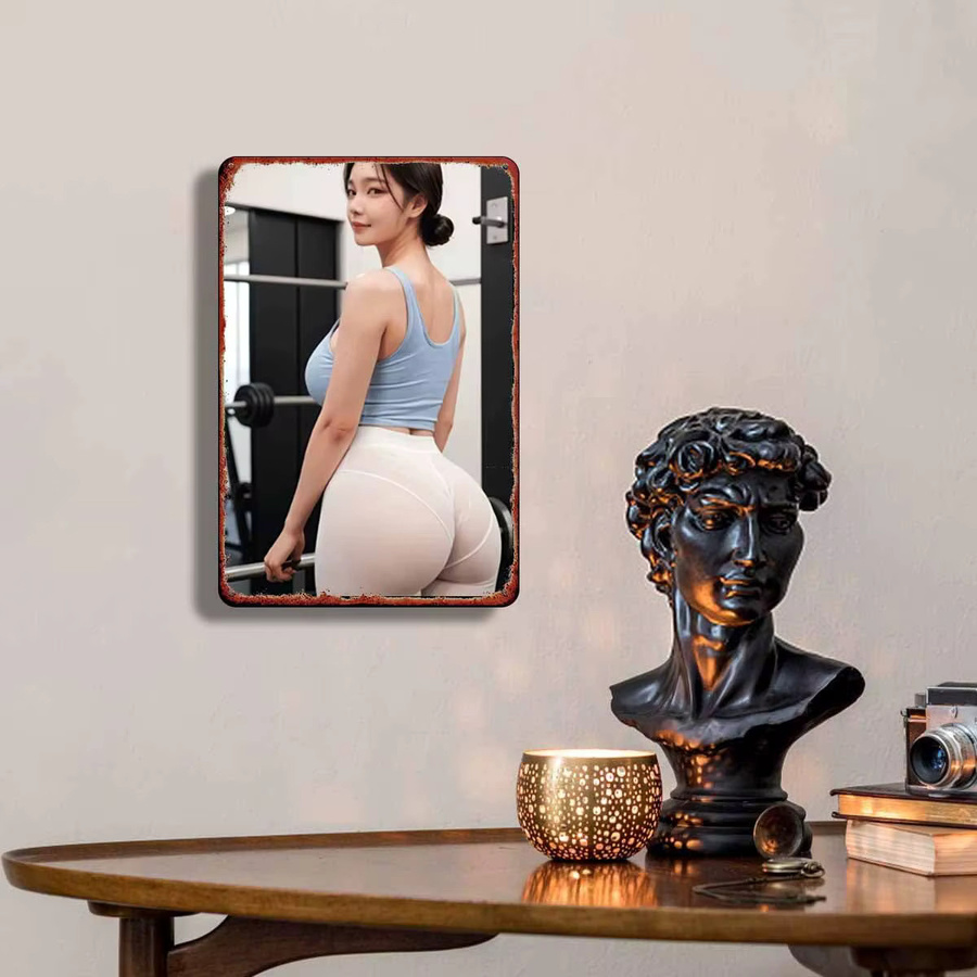 CIFBUY Vintage Metallblechschild Fitness Frauen Wanddekoration Mehrfarbig - Bild 4
