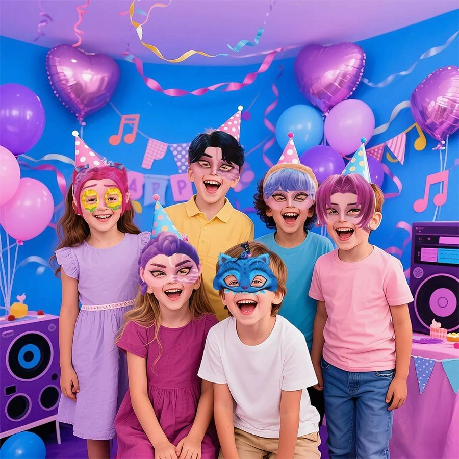 12 Stück Kpop Dämonenjäger Masken für Cosplay und Geburtstagspartys in Weiß und Multicolour - Bild 4