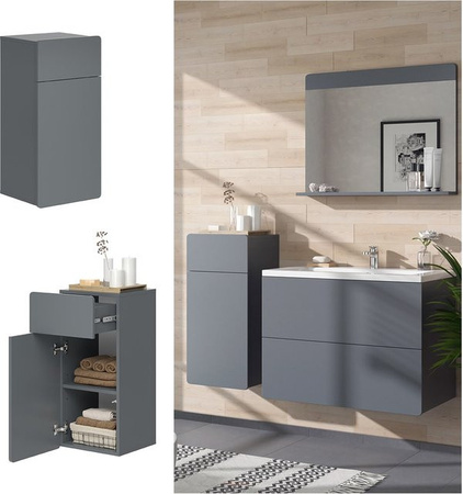 Vicco Midischrank Izan Grau mit Schublade und Tür für das Badezimmer B/H: 37 x 77 cm