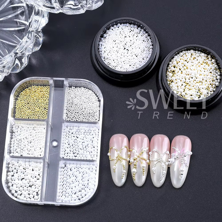 SWEET TREND Nail Art Charms, Weiße Perlen, Glänzend, Unisex - Bild 3