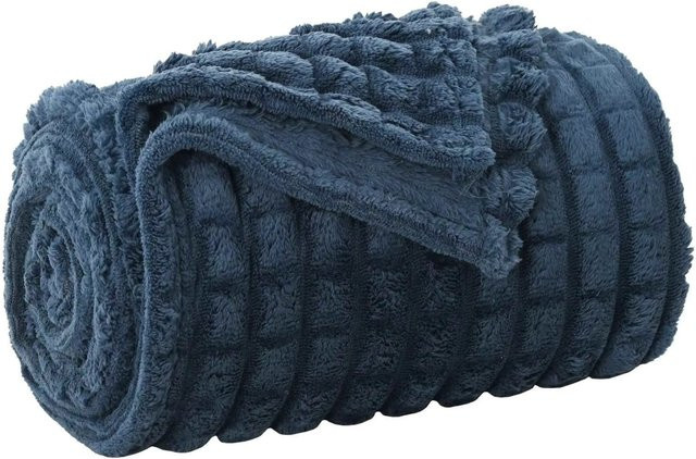 vidaXL Überwurfdecke aus Fleece in Marineblau, B/B: 240 x 220 cm - Bild 1