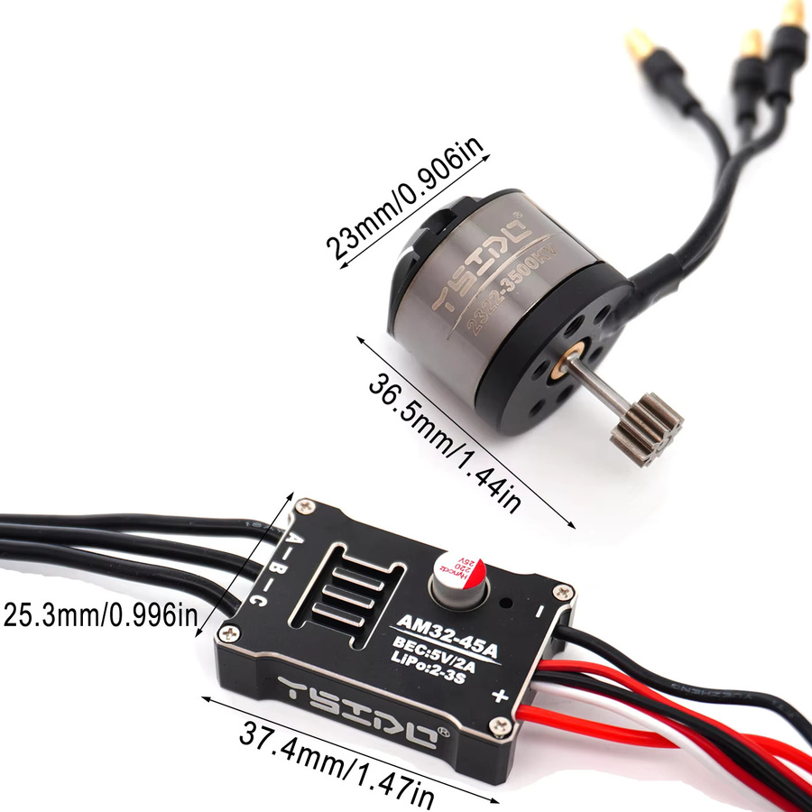 YSIDO Außenläufermotor AM32 45A ESC, 1/12 RC Car Crawler, Power Kit Teile - Bild 3