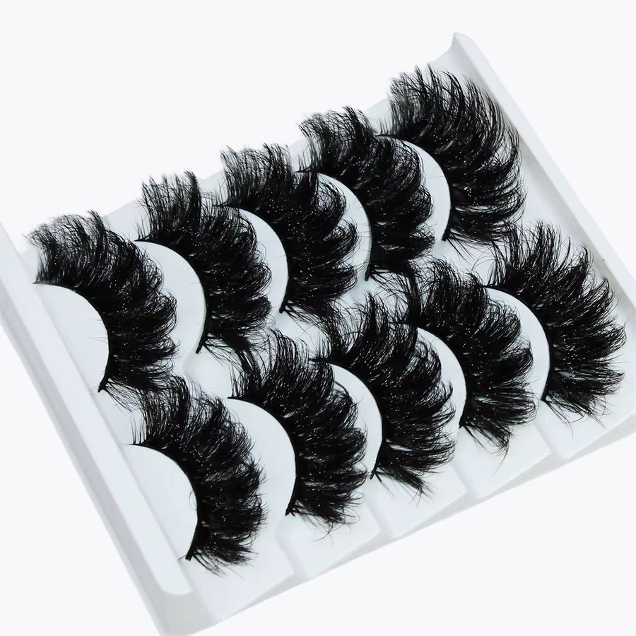 JIEFUXIN Faux Nerz Wimpern, Black, 5 Paar, Unisex - Bild 2