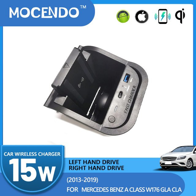 MOCENDO QI kabelloses Schnellladegerät für Mercedes Benz A-Klasse W176, GLA, CLA, X156 (2011-2019), Farbe: Schwarz - Bild 1