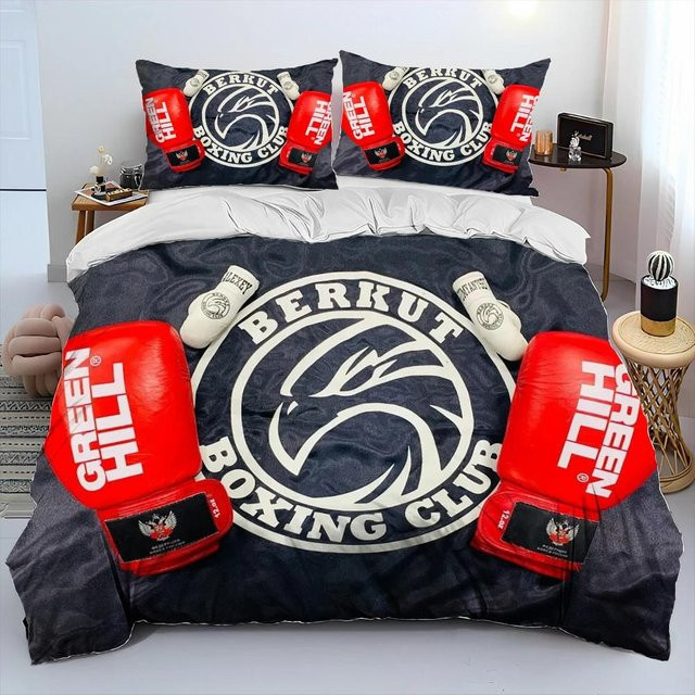 Bettwäscheset Binchi Fitness mit 3D Boxhandschuhe Motiv, Schwarz, Microfaser, B/H: 135 x 200 cm - Bild 1