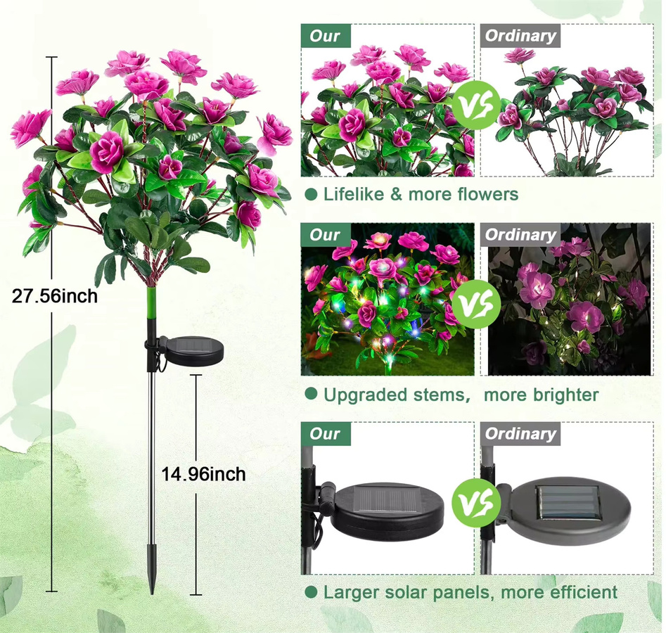 DBF Azalea LED-Solarblumenlampe in Mehrfarbig mit schwarzem Gehäuse zur dekorativen Garten- und Wegbeleuchtung - Bild 2