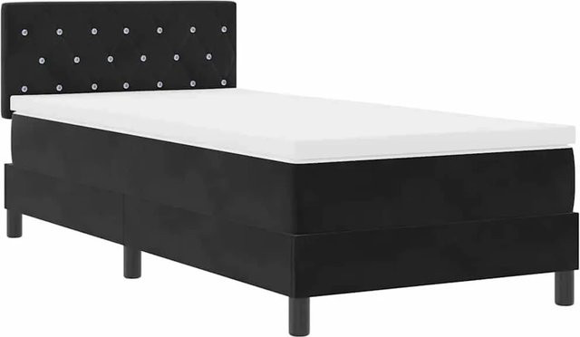 vidaXL LED Boxspringbett mit Matratze Schwarz Samt B/T/H: 100 x 200 x 103 cm - Bild 1